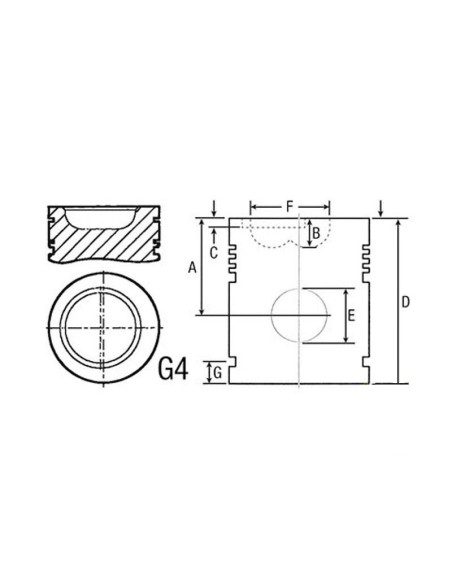 Piston Ø 98.48 mm - STD Perkins 31355106, 3135J122, U5LP0022, U5LP0046, U5LU0020,