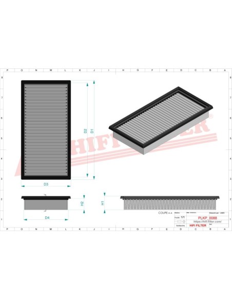 Cab Air Filter 307x108x30 mm John Deere RE195491