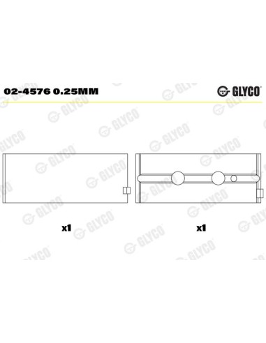 Cuzineti Palier 0.010"- 0.25 mm GLYCO  02-4576 0.25MM