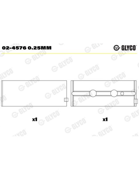 Cuzineti Palier 0.010"- 0.25 mm GLYCO  02-4576 0.25MM