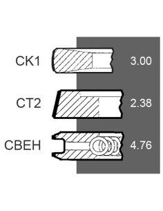 Segmenti Ø 98.42 mm 3x2.38x4.76 mm Case IH 3139594R91 2