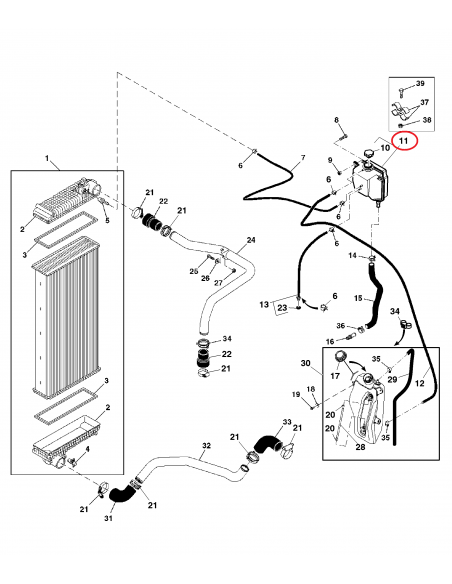 Expansion Tank, Radiator John Deere RE183055, RE257981, RE323153, RE582551, R558861
