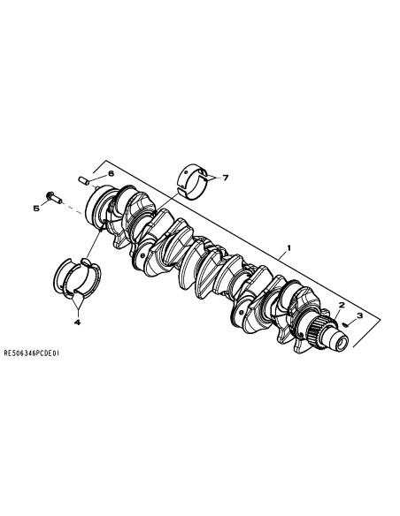Crankshaft 6 Cyl. Tapered Nose John Deere RE505921, A-RE505921, R503470, SE501655