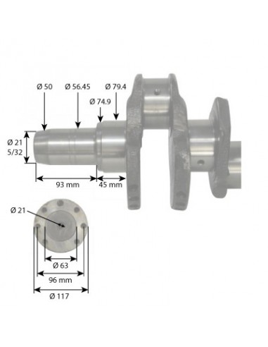 Arbore Motor 6 Cil. 6.8L. Capat Conic John Deere RE505921, A-RE505921, R503470, SE501655