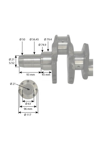 Arbore Motor 6 Cil. 6.8L. Capat Conic John Deere RE505921, A-RE505921, R503470, SE501655