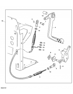 Clutch Pedal Cable PowrQuad Transmission John Deere RE190889, RE165064 2