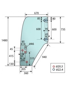 Door Window Left - Curved - Tinted 360x670x1480 mm 2