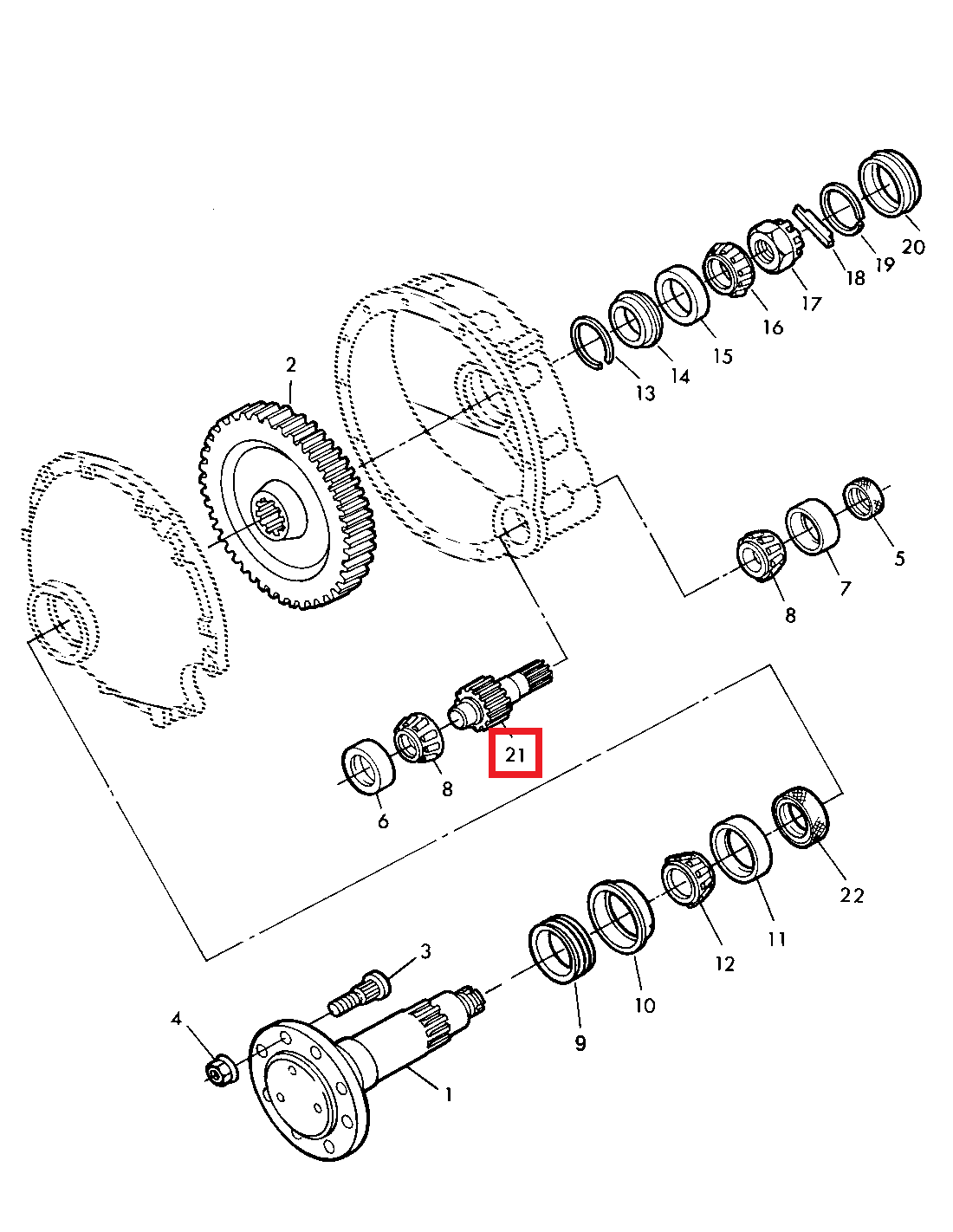 Intermediate Shaft Z11/18, 220 mm John Deere H157014, H141558, H133088