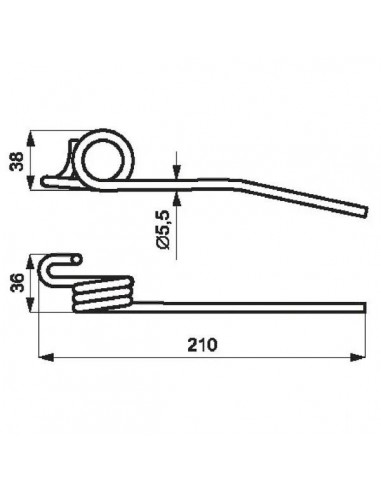 Reel Spring Tine 210 mm John Deere Z20478, Z569581, Z56958