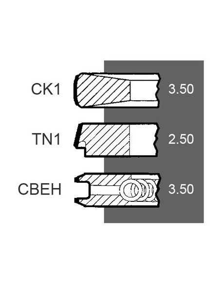 Piston Ring Set Ø 100 - 3.5X2.5X3.5 mm Perkins 4181A033, 293181A1, 4222136M91, 76601163, 02/201504, 1167868, 138-2073, Piston Ring Set Ø 100 - 3.5X2.5X3.5 mm Perkins 4181A033, 293181A1, 4222136M91, 76601163, 02/201504, 1167868, 138-2073,