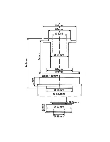 Main Thrust Bearing 53.5x130 mm Fiat 5119165, 5177197. Deutz 04342464. Valeo 806667