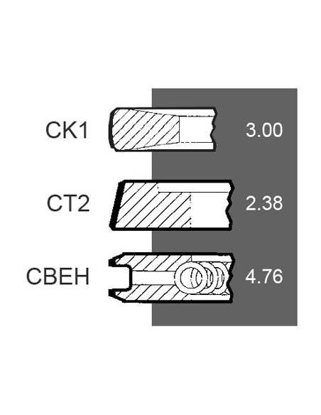 Piston Ring 100 - 3.00x2.38x4.76 mm Case IH 2916710616, 3055298R92, 3144677R91, 31449779R1, 3144977R91