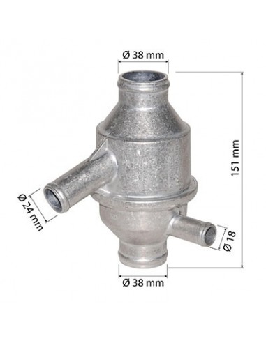Thermostat Ø 38X38X24x18-H151 mm - 75°C Fendt X815090003000, F28120005020, F281.200.050.020, Renault 7700024756
