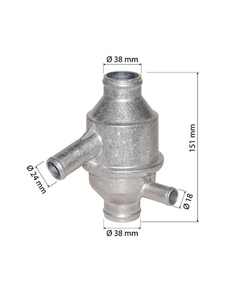 Thermostat Ø 38X38X24x18-H151 mm - 75°C Fendt X815090003000, F28120005020, F281.200.050.020, Renault 7700024756