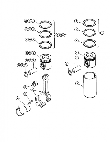 Bolt Piston 40x75.70 mm Cummins 3901793, 3934048, Case IH J901793, J934048