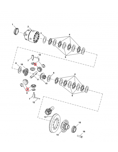Bevel Gear, Diferential MFWD Ø 26.75x70 mm Z-11/27 John Deere R237709, R135875