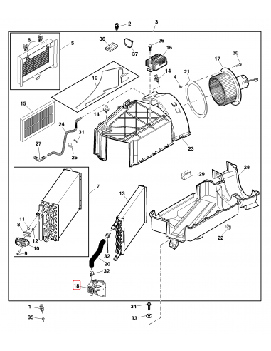 Valve, Heater and AC Module, Automatic Temperature Control (ATC) John Deere AL214601, RE176364, RE228002, RE310721, RE569729