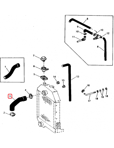 Furtun Radiator, Sus John Deere R88354, A-R88354