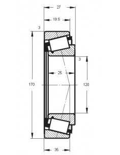 Rulment Conic Ø 120x170x27 mm JP12049/10, JP12049/JP12010, AL81844, AZ101217, AL159598, DQ27345, F514300020260, F514.300.020.260 2