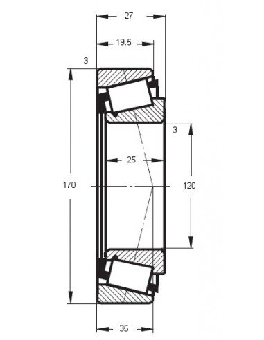 Rulment Conic Ø 120x170x27 mm JP12049/10, JP12049/JP12010, AL81844, AZ101217, AL159598, DQ27345, F514300020260, F514.300.020.260