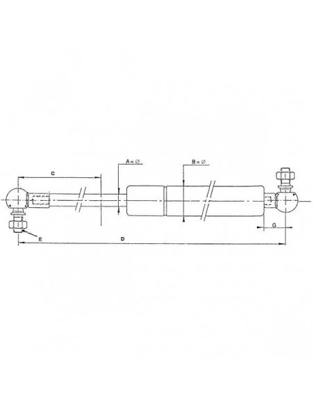 Cilindru cu Gaz 340 mm 100N John Deere AZ102727, AZ43775, 1492WB, 903442 Cilindru cu Gaz 340 mm 100N John Deere AZ102727, AZ43775, 1492WB, 903442