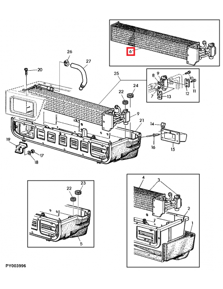 Heat Exchanger, Air Conditioning John Deere AL112100, AL119098, AL160349, AL160351, AL163862, AL163864, AL210817, AL219022, AL22