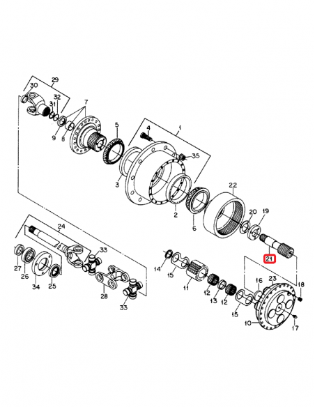 Ax Planetara Z-16/35 mm Case-IH 1277374C1, 1961770C1, 070SG117, TCR111511