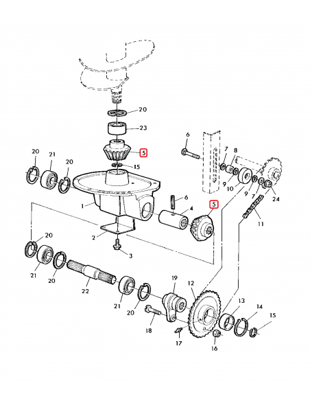 Bevel Gear, Unloading Drive Ø 31x110 Z-18/21 John Deere Z12148
