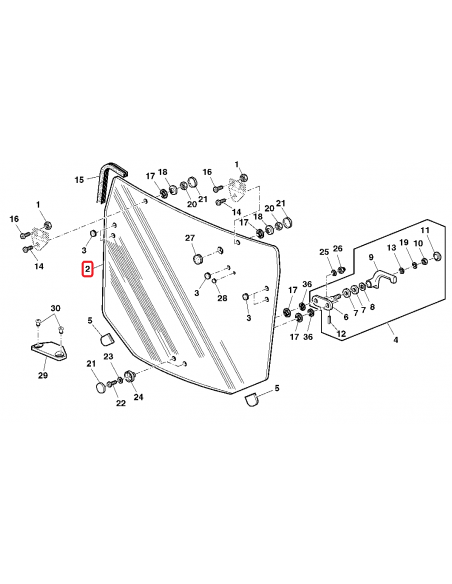 Glass, Rear Window 605x785x870 mm John Deere R261272