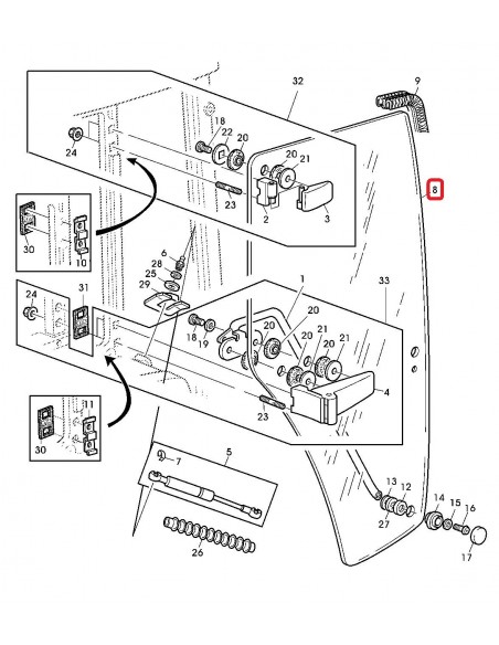 Geam Usa 695x1430x6 mm - Stanga John Deere L169102, L213354, L77647, L77653