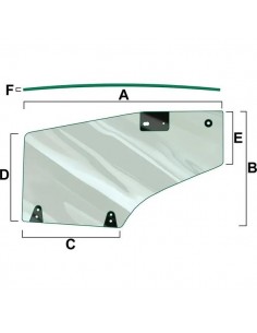 Door Glass, Cab Left 7 Holes 82015335, 82019226, 82036001