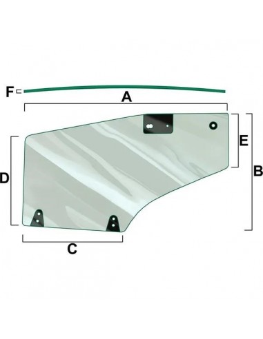 Door Glass, Cab Left 7 Holes 82015335, 82019226, 82036001