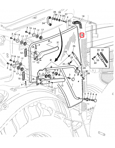 Geam Usa Cabina Stanga 692x1085x1426 mm John Deere L174348