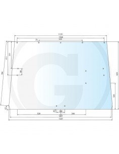Glass, Rear 1140x1270 mm -13 Holes  SG2 John Deere L36606, R79656, L39247