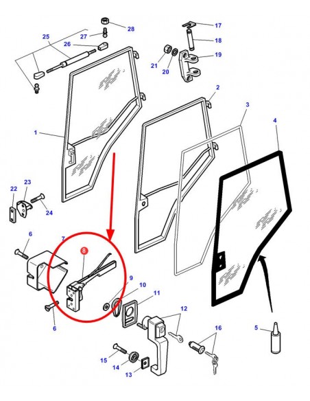 Lock, Inner Door Handle Massey Ferguson 3804663M1